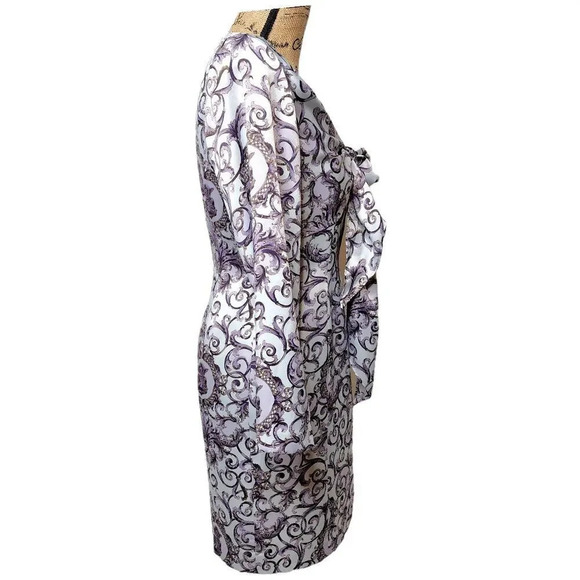 MARRY ME Vintage Women's Regal Shawl Satin Pencil Dress Size Medium Purple - Picture 3 of 15